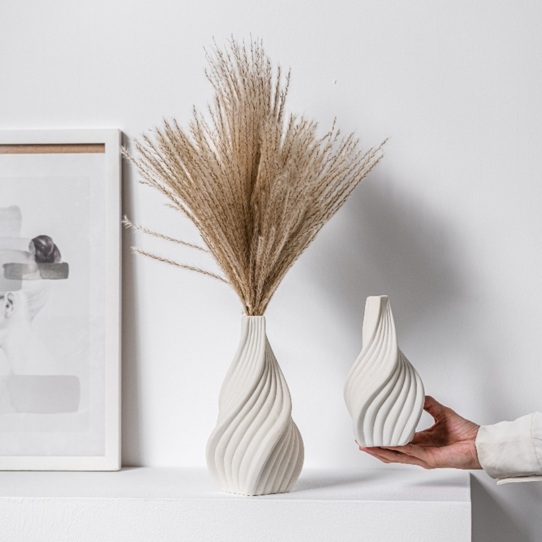 Gedraaide Keramische Vazen – Set van 2