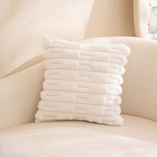 Sierkussens Set van 2 - Wit Pluche