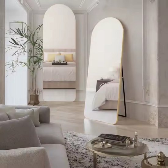 Luxe Passpiegel met Gouden Frame - Half Ovaal