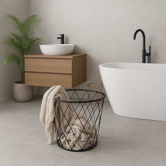 Luxaliving Metalen Draadmand – Zwart – Opbergmand / Decoratieve Mand – Rond