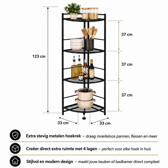 Hoek Opbergrek 4 Planken