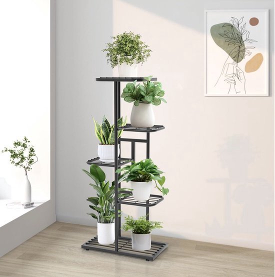 Plantenrek met 5 Etages – Metaal – Voor Binnen & Buiten – Zwart