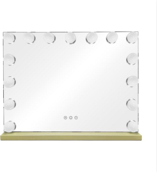 Hollywood Make Up Spiegel Met Verlichting- 58x43cm - USB-poort- Goud