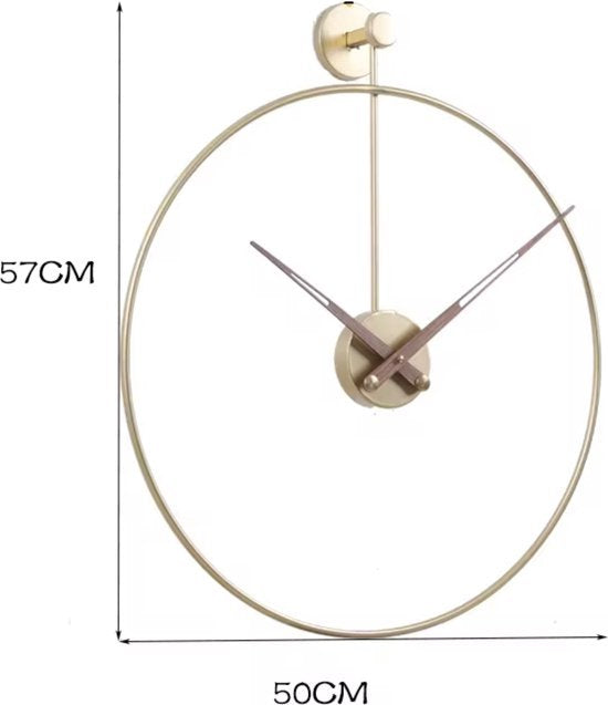 Wandklok - Goud Metaal zonder cijfers - Rond 50cm