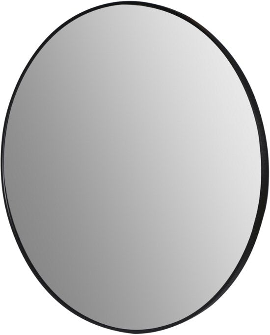 Ronde Wandspiegel 80 cm – Zwart Metaal