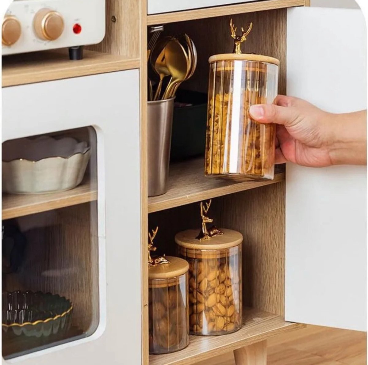 Voorraadpotten – Set van 4 met Bamboe Deksel