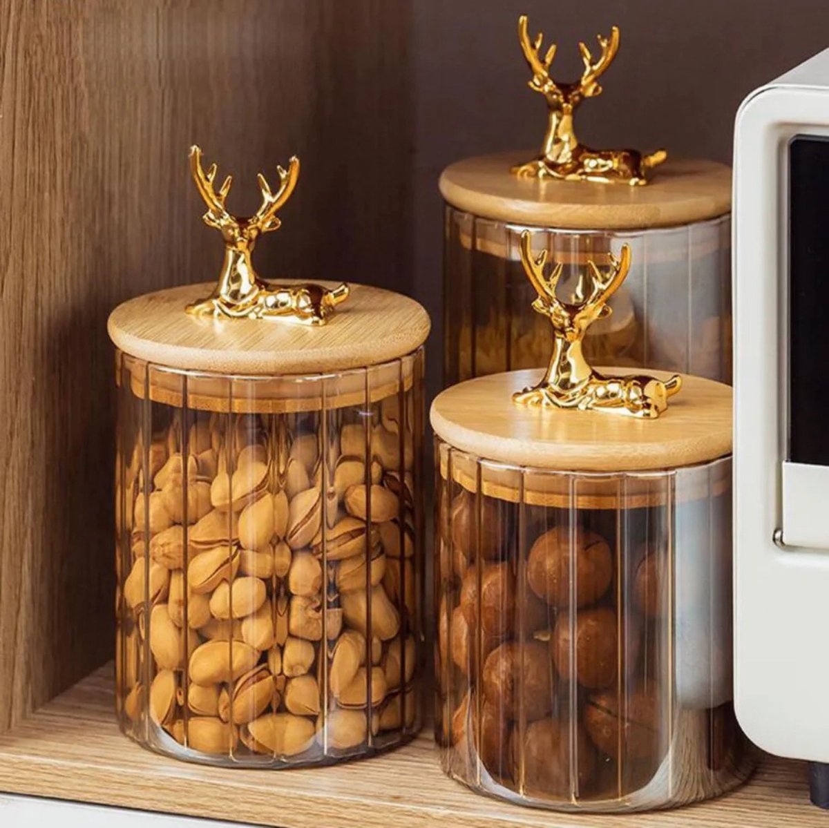 Voorraadpotten – Set van 4 met Bamboe Deksel