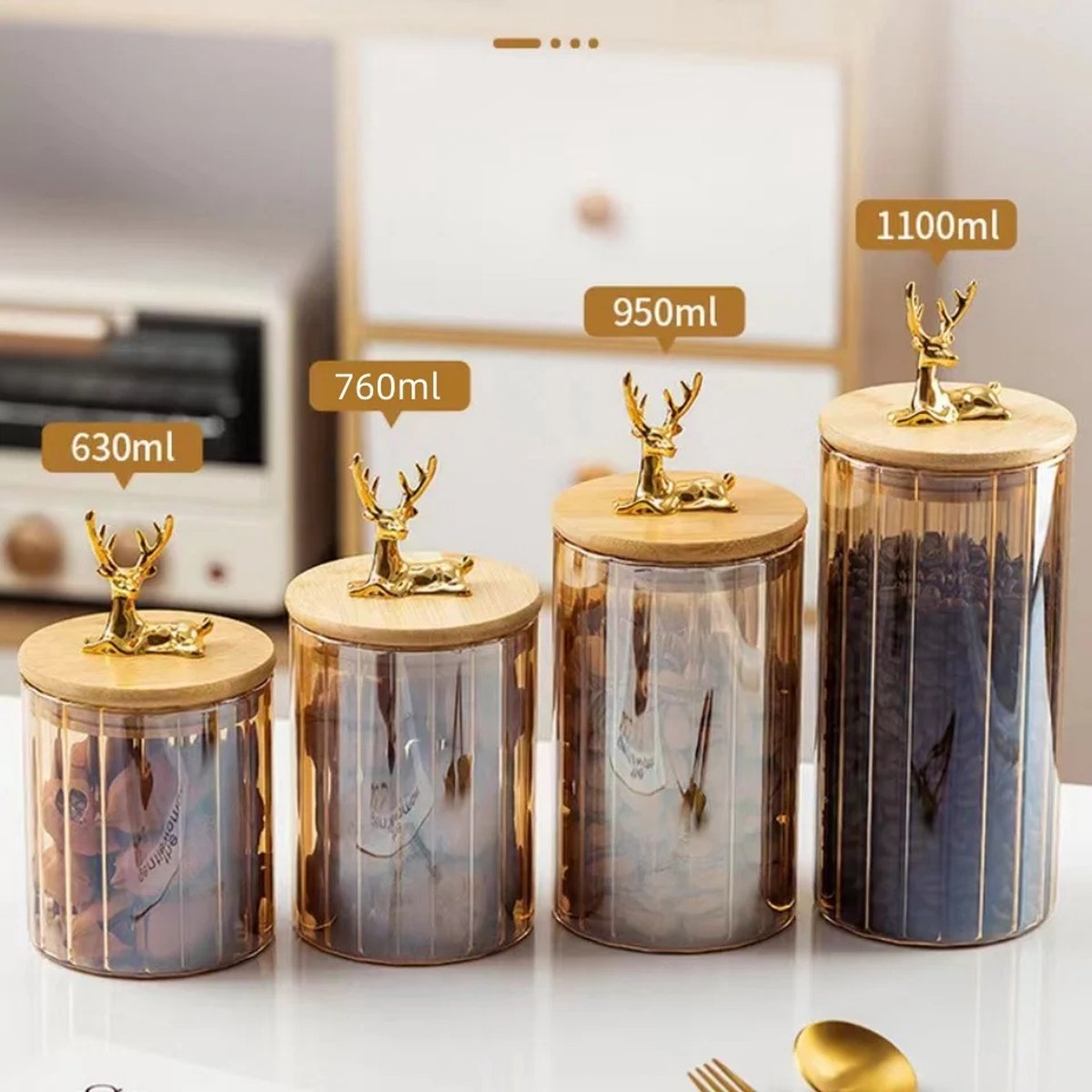 Voorraadpotten – Set van 4 met Bamboe Deksel