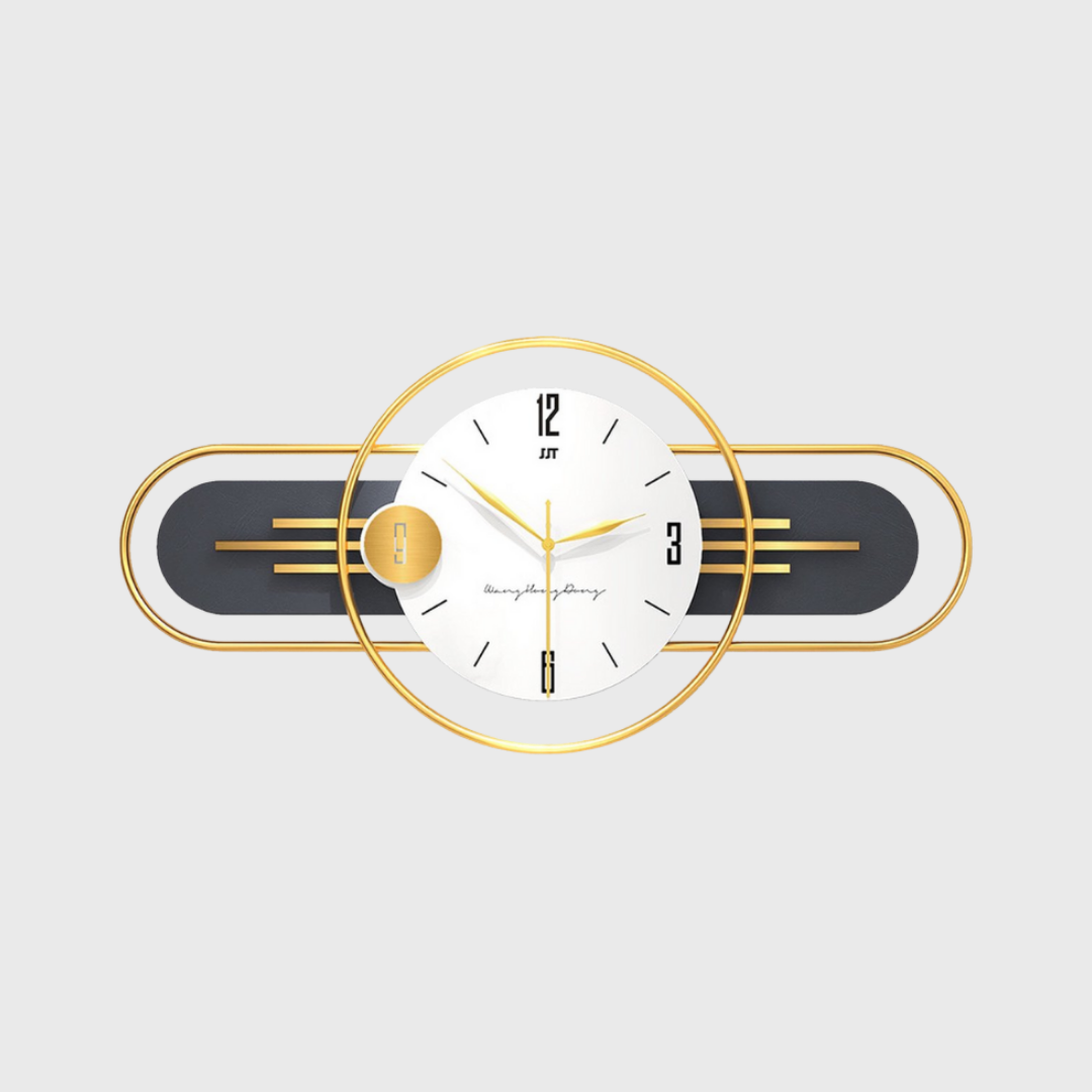 Industriele Wandklok – Goud, 80x38 cm