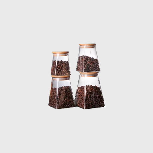 Glazen Voorraadpotten – Set van 4 met Bamboe Deksel