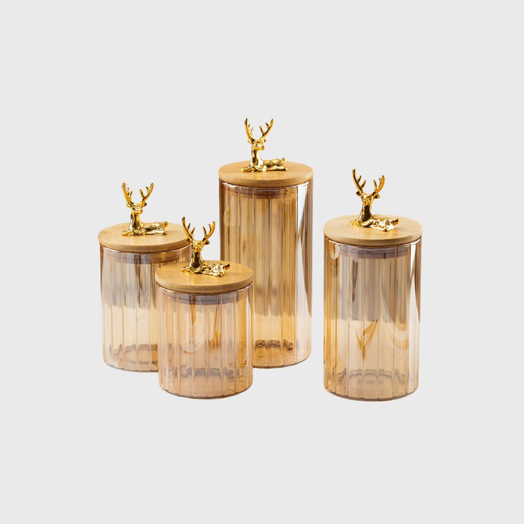 Voorraadpotten – Set van 4 met Bamboe Deksel