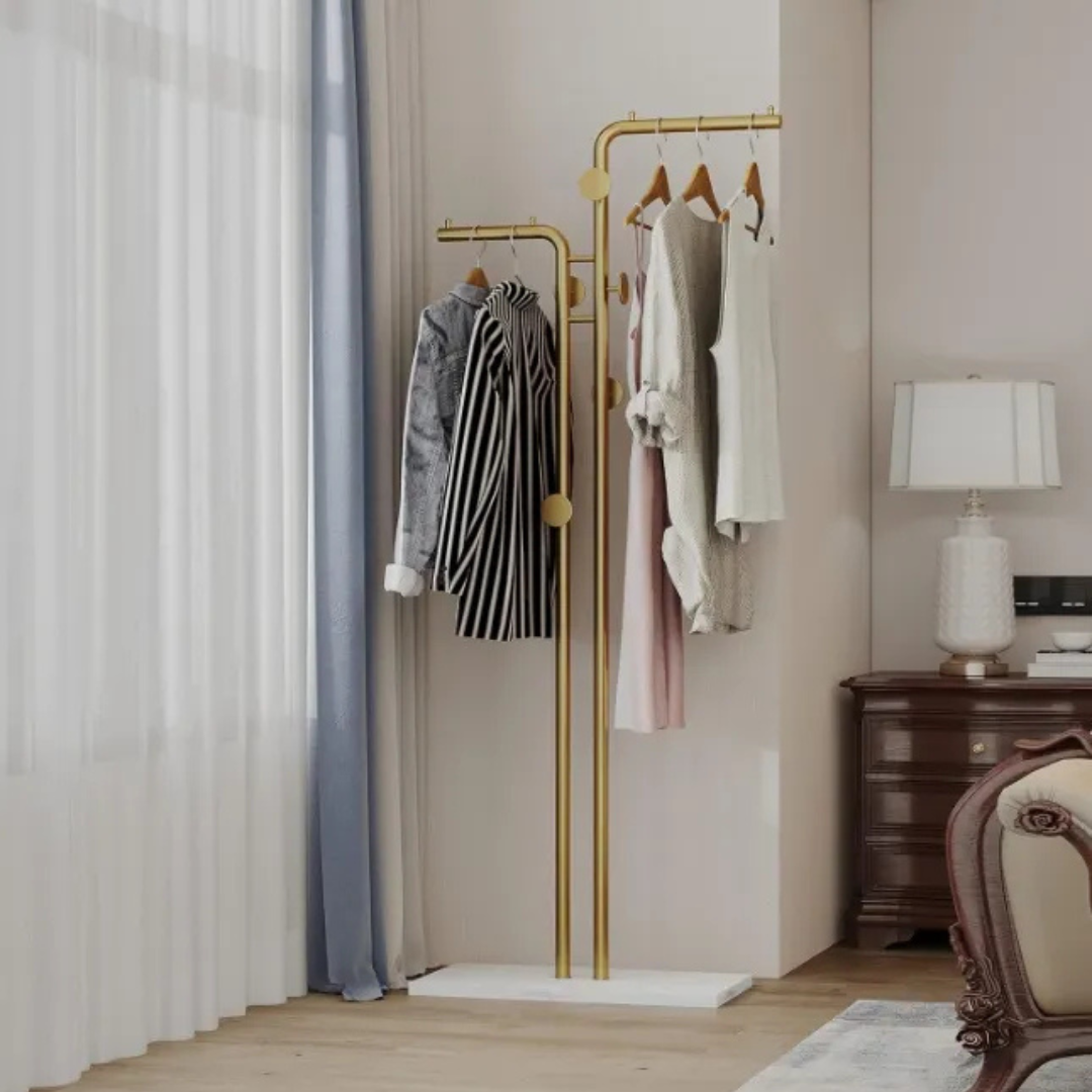 Staande Kapstok – Goud & Wit, 5 Haken