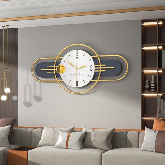 Industriele Wandklok – Goud, 80x38 cm