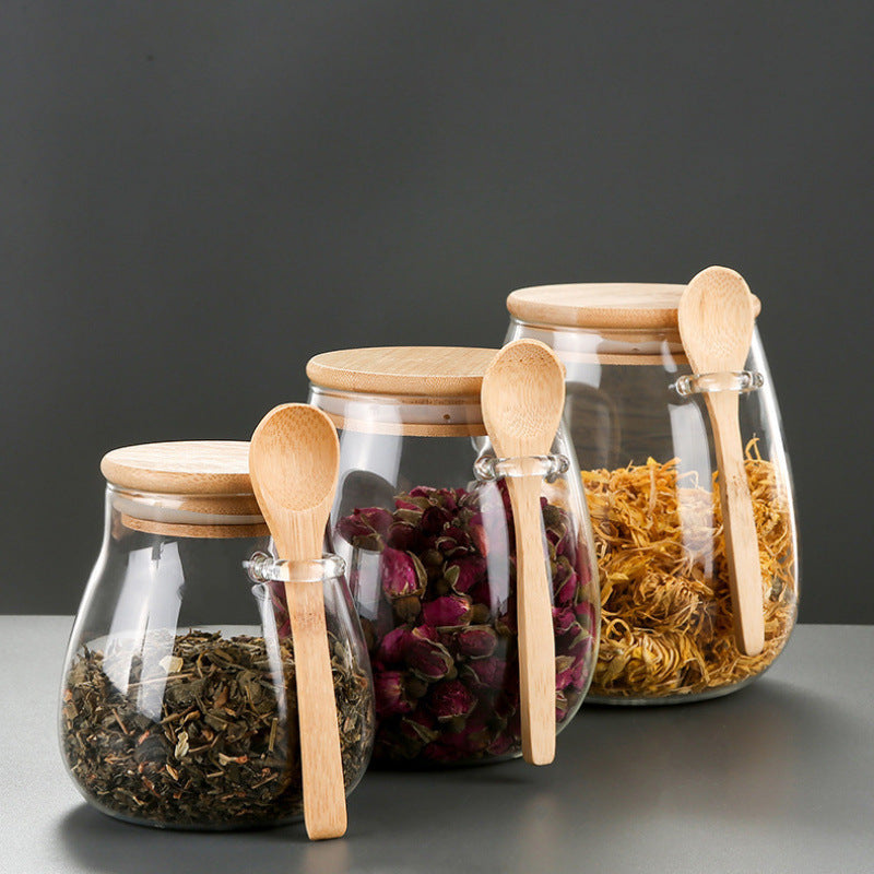 Glazen Voorraadpotten – Set van 3 met Lepel