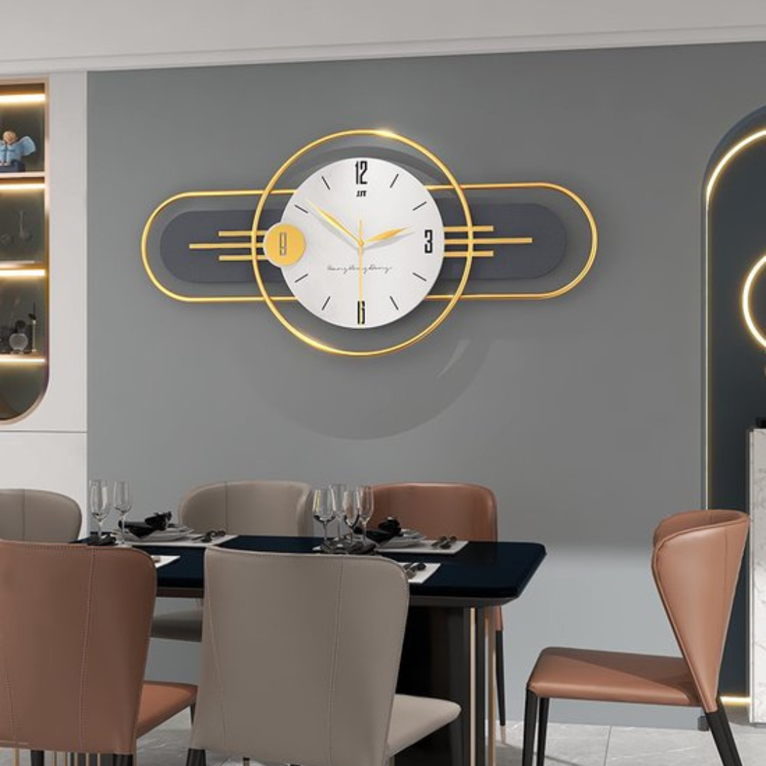 Industriele Wandklok – Goud, 80x38 cm