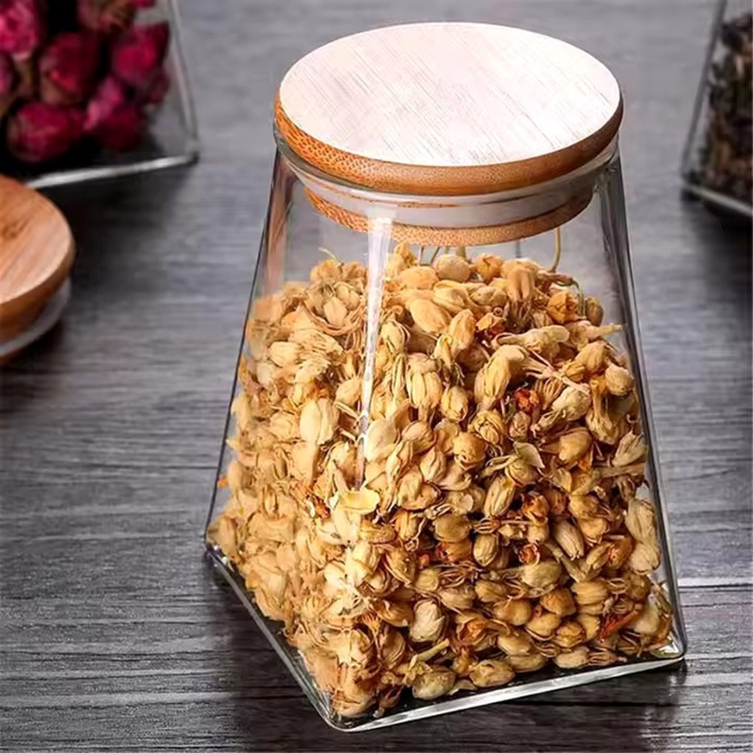 Glazen Voorraadpotten – Set van 4 met Bamboe Deksel