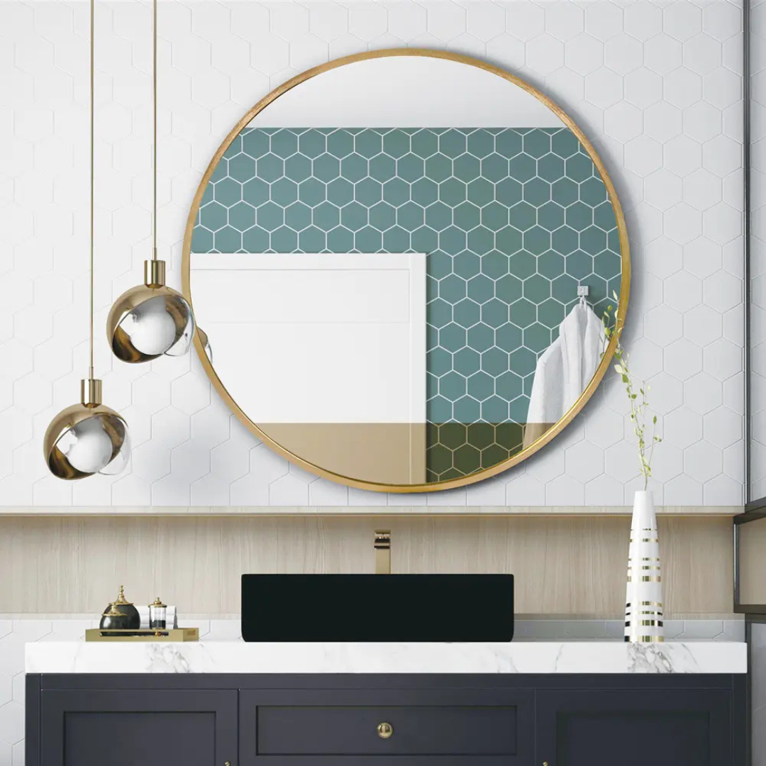 Ronde Wandspiegel Ø80 cm – Goud Metaal | Modern & Tijdloos Design