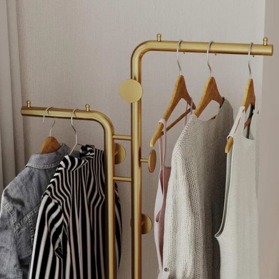 Staande Kapstok – Goud & Wit, 5 Haken