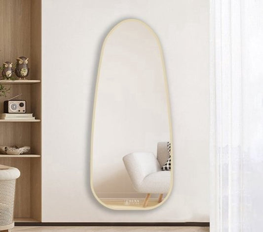 passpiegel hangend - Wandspiegel - Ovaal - Goud - Metaal - Veiligheidsglas -Passpiegel 150x55cm