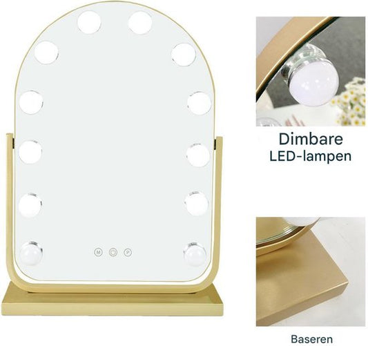 Hollywood Spiegel Met Verlichting -Make-Up Spiegel Goud 30*40 cm