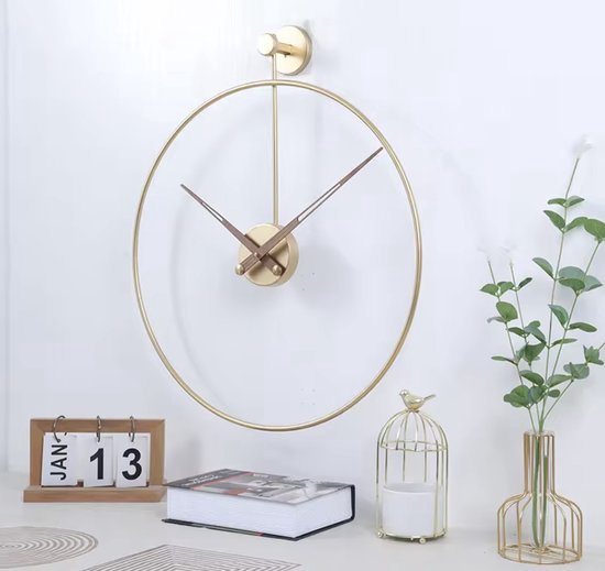 Wandklok - Goud Metaal zonder cijfers - Rond 50cm
