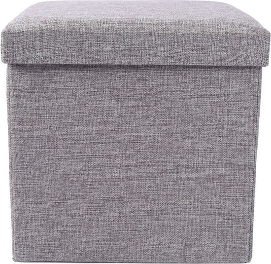Opbergpoef – Grijs  – Poef met Deksel - 38×38×37 cm