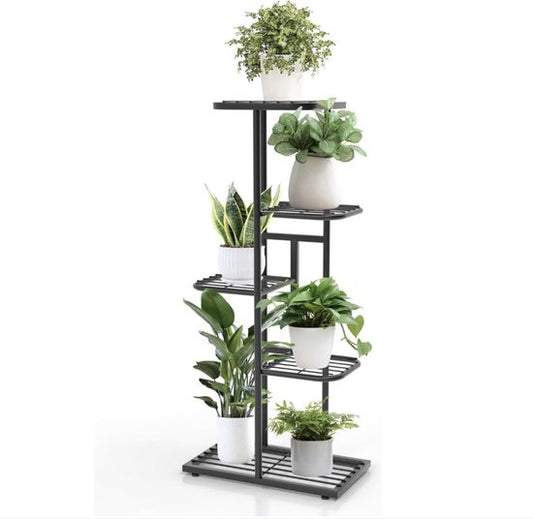 Plantenrek met 5 Etages – Metaal – Voor Binnen & Buiten – Zwart