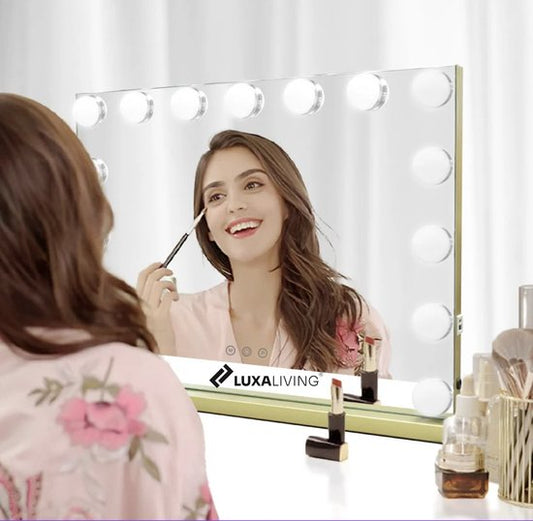 Hollywood Make Up Spiegel Met Verlichting-  58x43cm - USB-poort- Goud