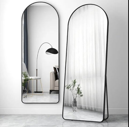 Passpiegel - Half Ovaal - Zwart - Metaal - Veiligheidsglas -Passpiegel 160x50cm