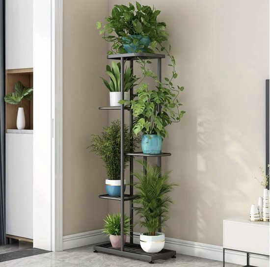 Plantenrek met 5 Etages – Metaal – Voor Binnen & Buiten – Zwart