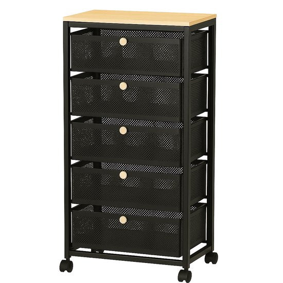 keukentrolley - Bamboe - Zwart - kar op wielen – L37xB39xH85 CM