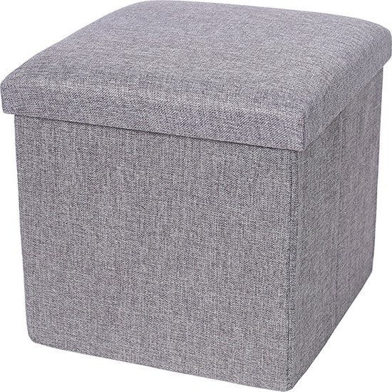 Opbergpoef – Grijs  – Poef met Deksel - 38×38×37 cm