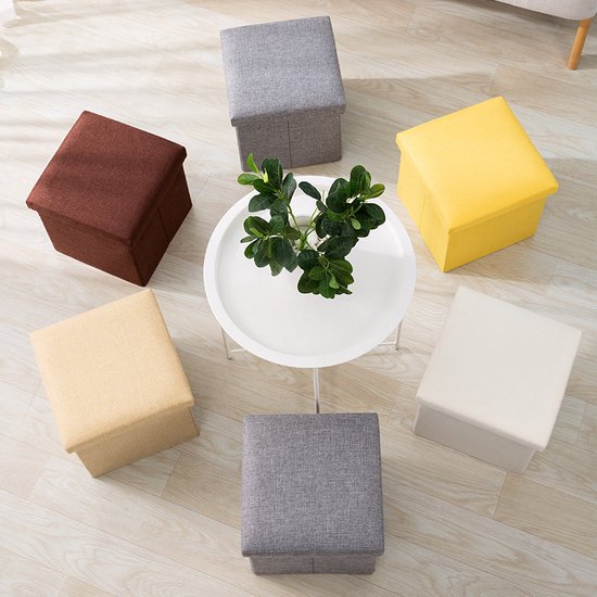Opbergpoef – Grijs  – Poef met Deksel - 38×38×37 cm