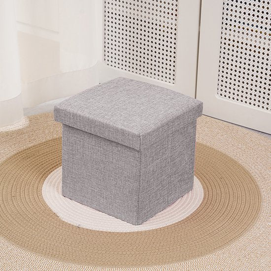 Opbergpoef – Grijs  – Poef met Deksel - 38×38×37 cm