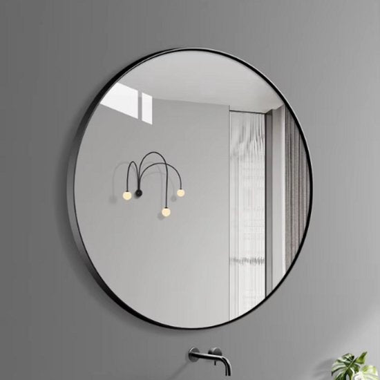 Ronde Wandspiegel 80 cm – Zwart Metaal