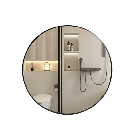 Ronde Wandspiegel 80 cm – Zwart Metaal