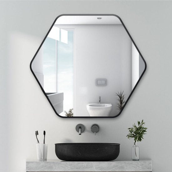 Wandspiegel – 70x80 cm – Badkamer Spiegel  Zwart