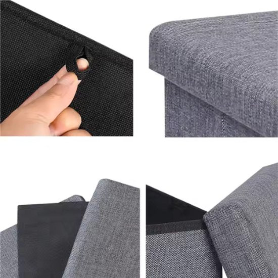 Opbergpoef – Grijs  – Poef met Deksel - 38×38×37 cm