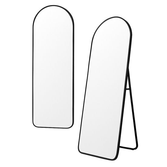 Passpiegel - Half Ovaal - Zwart - Metaal - Veiligheidsglas -Passpiegel 160x50cm