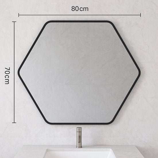 Wandspiegel – 70x80 cm – Badkamer Spiegel  Zwart