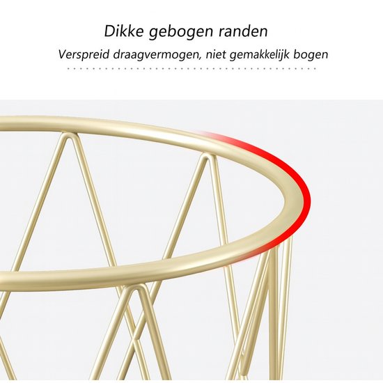 Luxaliving Metalen Draadmand – Goud – Opbergmand / Decoratieve Mand – Rond