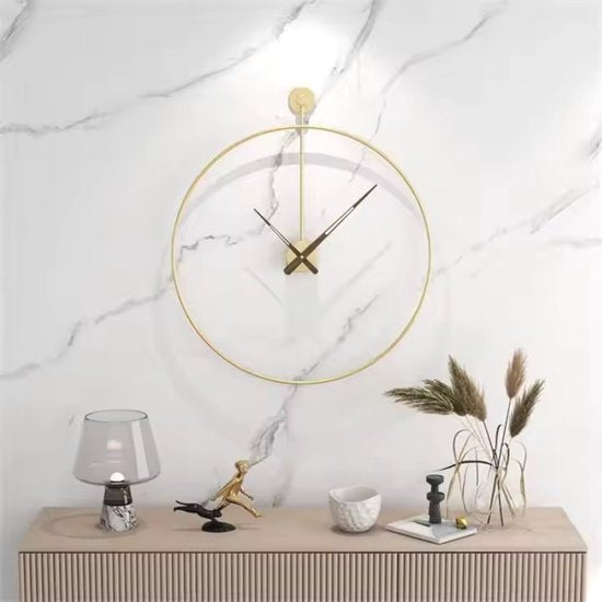 Wandklok - Goud Metaal zonder cijfers - Rond 50cm