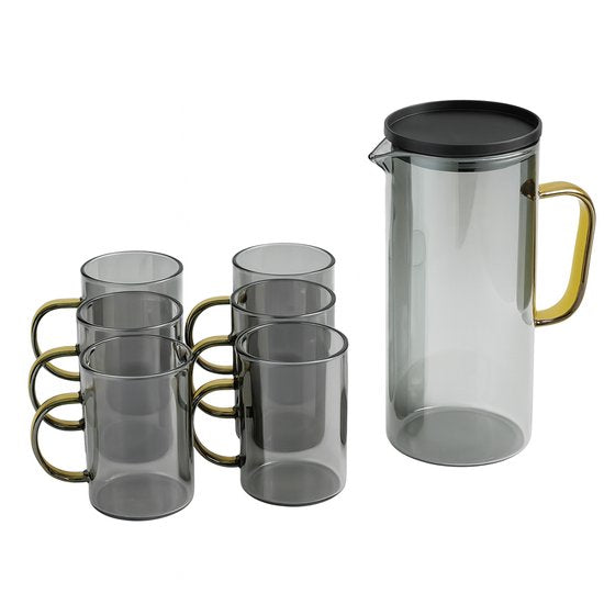 Waterkaraf met glazen set- Waterkaraf met 6 Glazen  Inhoud 1,3 liter