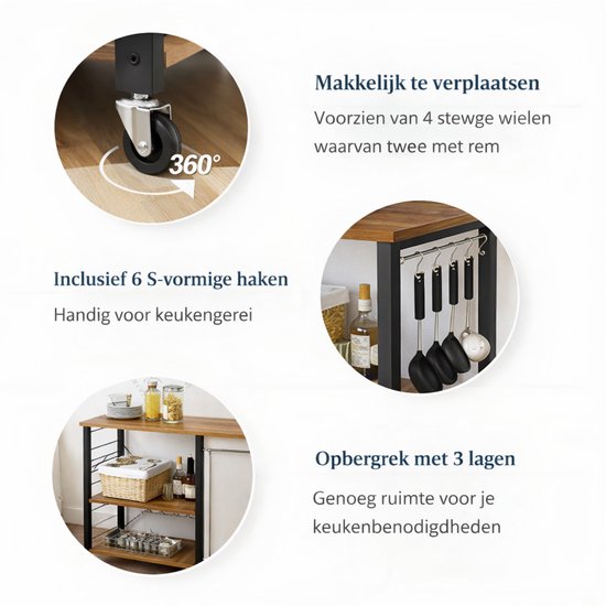 Keukentrolley op Wieltjes