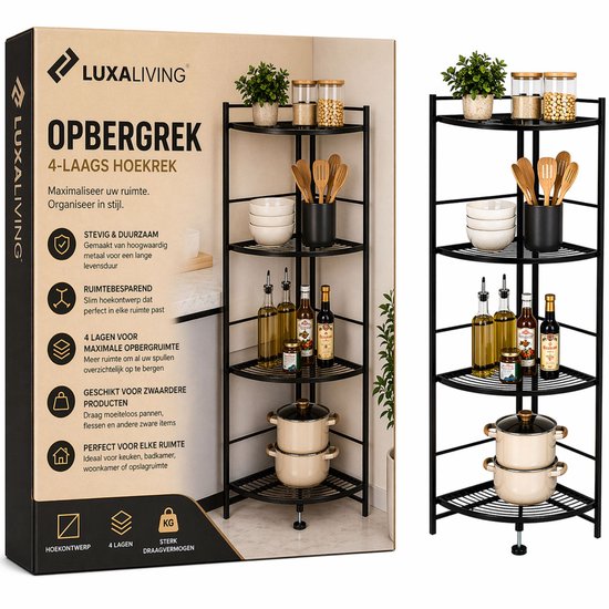 Hoek Opbergrek 4 Planken