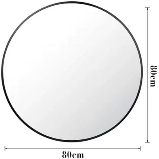Ronde Wandspiegel 80 cm – Zwart Metaal