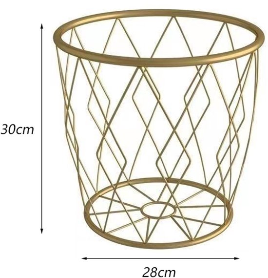 Luxaliving Metalen Draadmand – Goud – Opbergmand / Decoratieve Mand – Rond