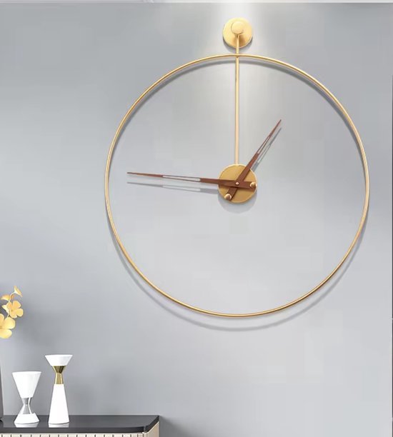 Wandklok - Goud Metaal zonder cijfers - Rond 50cm