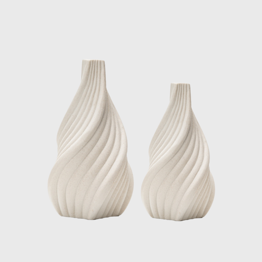Gedraaide Keramische Vazen – Set van 2