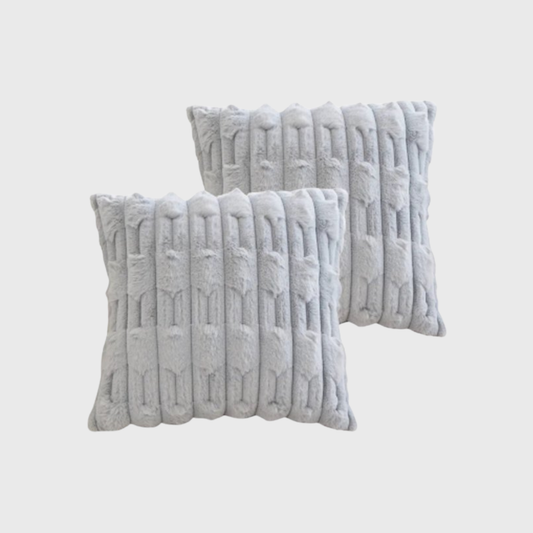 Sierkussens Set van 2 - Grijs Pluche